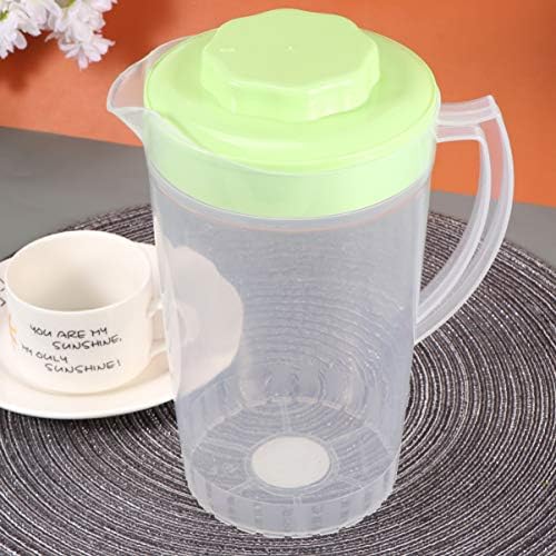 Hemoton Camping Kettle Limonade Pitadora de água plástica jarra de água com tampa de água de água gelada jarra de bebida jarra para café leite café gelado 2L Green Green Beer Pitcher Misturing Glass