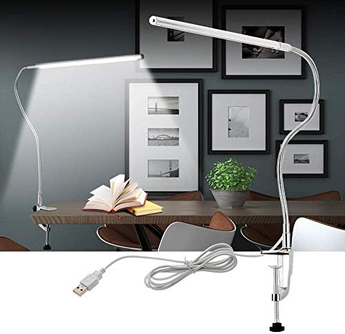 Luminárias de mesa lxdzxy, lâmpada de lâmpada de mesa de braço longo LED Lâmpada de lâmpada de montagem Office USB Luz de leitura