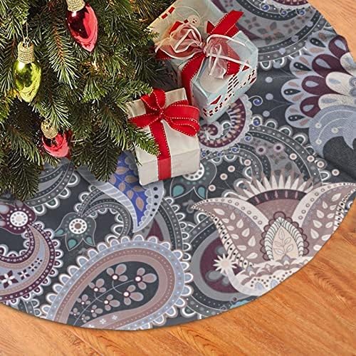 48 Flor vintage elegante Mandala Floral Grande saia de árvore de Natal, Rustic Farthouse Party Xmas Tree Tapete para ornamentos