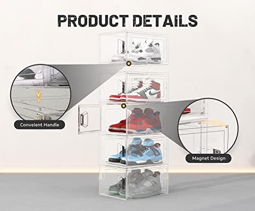 Pinkpum Sneaker Shoe Storage, 8 caixas de sapatos de embalagem empilhável plástico transparente, organizador de