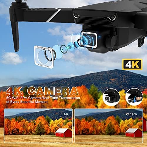 Drone GPS com câmera FOV de 4K 120 ° para adultos, 5G WiFi FPV Video Live Video Drone Drone Drone Quadcopter para Iniciantes, GPS
