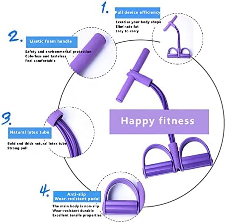 Banda de resistência ao puxador de pedal de ioga elástica de 6 tubos, equipamento de treino de corda de tensão de látex natural, para