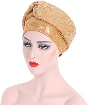 Jdyaoying feminino vintage grão de turbante chapéus de cabeceira de cabeça pré-amarrada muslim turban headwear