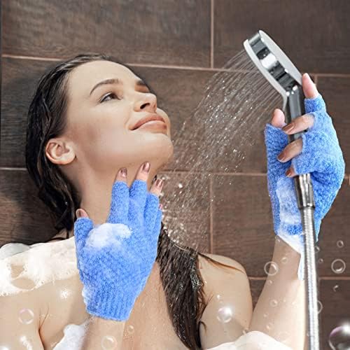 Luvas de banho esfoliantes sem dedos Evridwear para chuveiro, leve, textura moderada e pesada, removedor de pele de luvas mortas de textura moderada e pesada