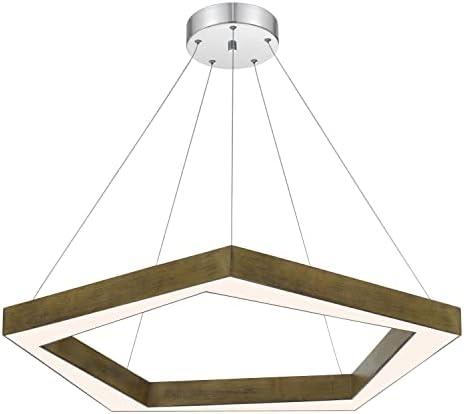 Cal Metz Dimmable Integrated Integrated Polygon Pine Wood Pingente. 38W, 3000 lúmen, 3000k
