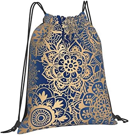 Larklitz Blue e Gold Mandala Pattern Backpacks Mochilas Bolsas de ginástica Sport Goodie Goodie Bolsa
