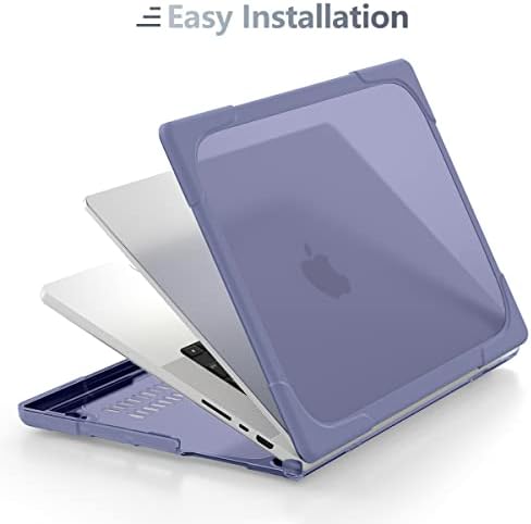 Batianda Compatível com o novo modelo MacBook Pro 14 polegadas 2023 2021 Liberação A2442 Modelo, concha dura de plástico de proteção pesada com copa dobrável e capa do teclado e protetor de tela, lavanda cinza