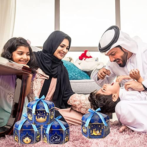 HowAf 12pcs Eid Mubarak tratam caixas, caixas de presente do Ramadã Mubarak para decoração de partidos Eid, caixas de doces do