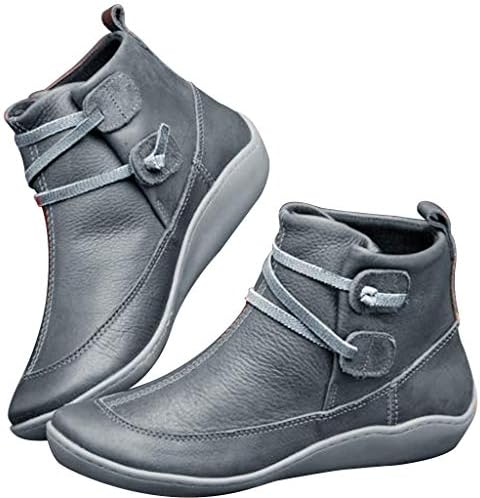 Botas de tornozelo para mulheres sem calcanhar, 2019 New Arch Support Boots Zipper Sapatos de amortecimento de couro