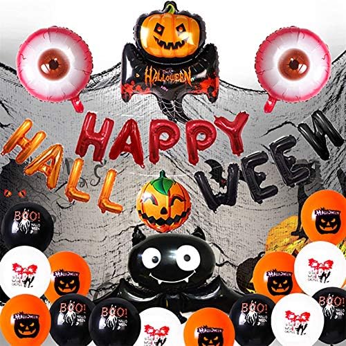 Decorações de festas de Halloween Mozx, decoração pendurada com Bat Ghost Pumpkin, Balões de Garland de Latex Orange e Black para Festa