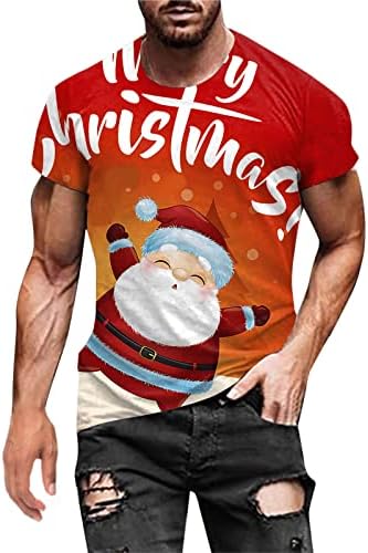 T-shirts de manga curta do soldado de Natal Wocachi para homens, Natal Santa Claus impressa o treino de esportes de atletismo
