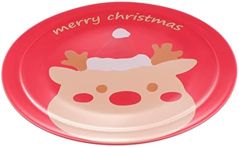 Luxshiny Round Dining Table Snack Bandejas de Cerâmica de Natal Placas de Cerâmica: Salada de Sobremesa Salada de Placas de Férias Bandeja de Serviço para Faculdades Apertizador de Bolo Vermelho 10 polegadas Bandeja Decorativa de Serviço Redonda