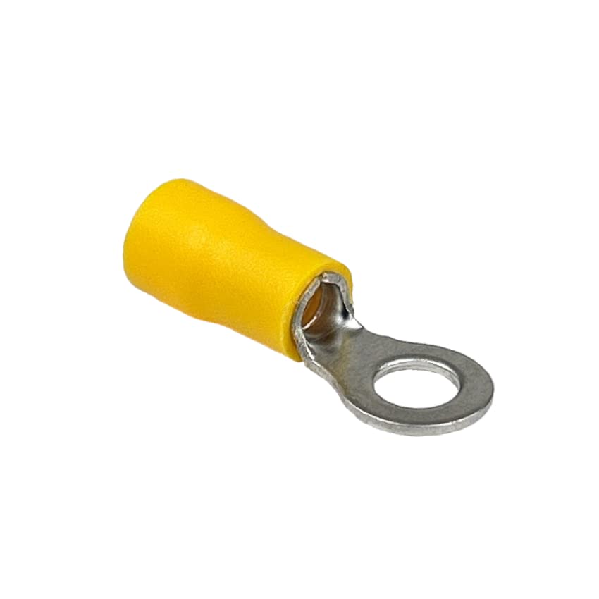 Terminais de anel, isolados de PVC, fio de calibre 10-12 AWG, tamanho de pino de 1/4 , amarelo, 100 pcs
