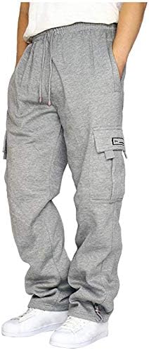 Kuokuo Men's Heavyweight Cargo Fleece Sweetpante Estabeleça calças esportivas de cordão elástico elástico