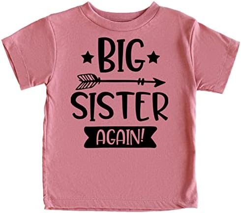 Arrow Big Sister novamente Camisetas de anúncios de irmãos para roupas de irmãos de meninas para bebês e crianças pequenas