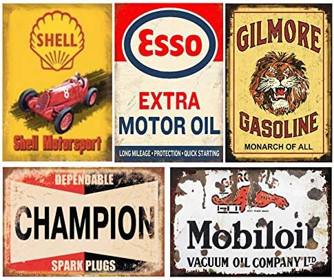 35 peças reproduziram sinais de lata vintage, óleo de óleo a gás anúncio retro sinais de metal antigo para garagem de barra