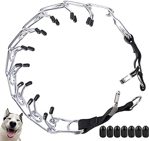 Colarinho de ponta de cachorro uhh - pitada de cachorro para não puxar o travessa de metal para parar de puxar colares ajustáveis ​​com uma resposta rápida e grande de cães não gargantilhas, preto, pequeno, médio, grande