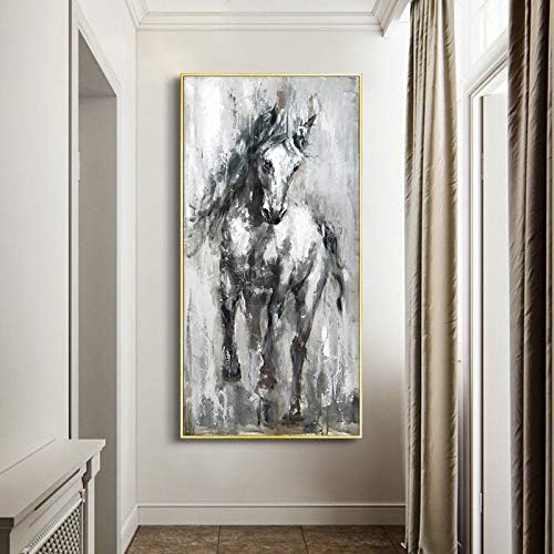 Pintura a óleo pintada à mão em tela, abstrato de cavalos de animais imagens poster pintura a óleo pintada de imagens a óleo Pintura a óleo de acrílica Arte da parede da parede Decoração do quarto sem moldura, 32x