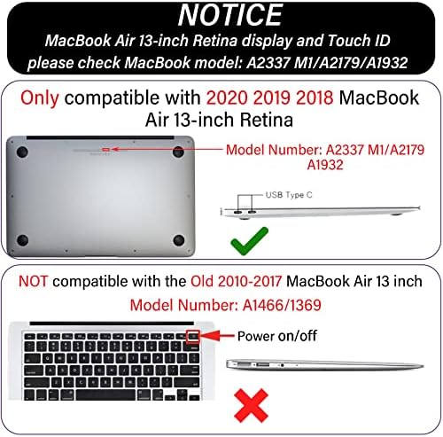 Gabraden Compatível com MacBook Air 13 polegadas Case, 2020 2019 2018 Lançamento ,, com Touch ID e 2 Protetores de