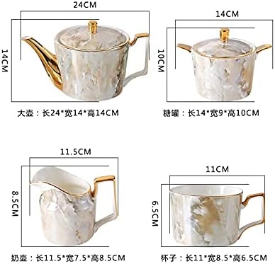 Conjunto de chá de mármore SJYDQ Conjunto de chá de chá de 6 pessoas Caneca de caneca de caneca de caneca de caneca tigela de açúcar