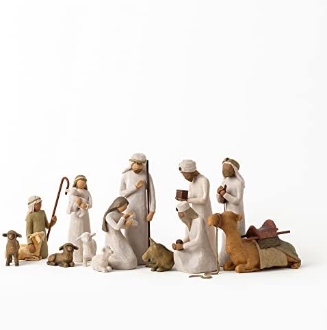Willow Tree Nativity Starter Figures com os três wisemen mais camelo, conjunto de 13 peças