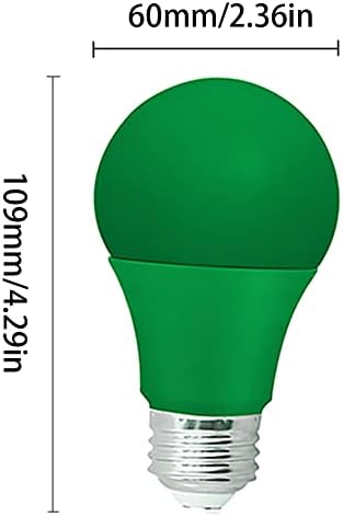 Besyousel A19 Lâmpada LED verde LED E26 9W LUZ BLAT BULLE 60W BULBO DE HALOGEN Equivalente para iluminação de férias em casa