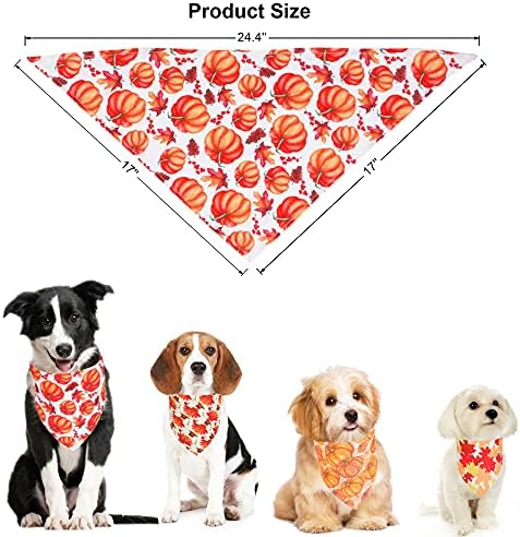 Ptdecor 4 pacote pacote de ação de graças bandanas outono cachorro pupção de cachorro bandana ajustável cão triangle lenço