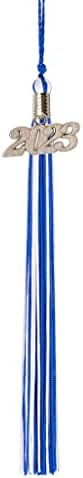 Tassel de graduação da graduação da ACT da classe - charme de prata - 2 cores, 2023, azul/branco