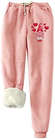 Calça de moletom de lã de lã folgada feminina calça calças de corredores de traço de batida de gnome casual impressão de lounge atlético com bolsos