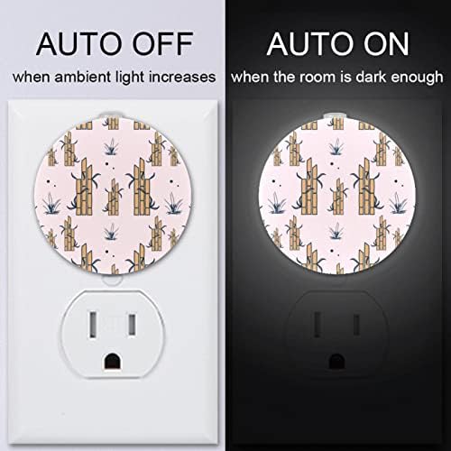 2 Pack Plug-in Nightlight LED Night Light Bamboo Pattern com sensor do anoitecer para o quarto para o quarto de crianças, berçário, cozinha, corredor