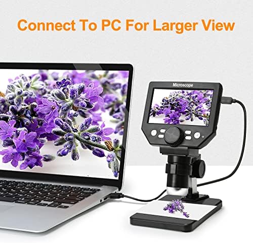 UF-Tools 4,3 polegadas Microscópio digital LCD com cartão TF de 32 GB, ampliação de 1000x, 12mp Ultra-Precise Câmera de