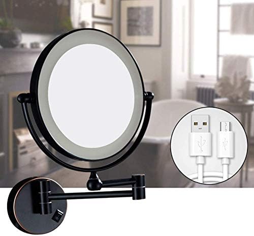 Lianxiao - Espelho de maquiagem com ampliação para o banheiro, braço extensível, extensível de dois lados, giro de 360