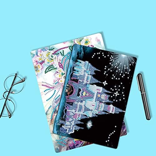 Notebook DIY 5D com diamante arte de pintura de diamante Bela capa do castelo Crystal Cross Stitch Special Diamond Kits Writing Sketchbook Journal Livro de laticínios 8.27x5.71inch