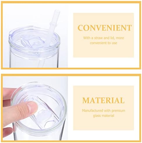 Tumbler de vidro upkoch com tampa de palha: garrafa de água de vidro reutilizável copo de bebida fria e frio xícara de xícara