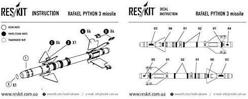 Reskit RS72-0084 - 1/72 - Rafael Python 3 Detalhes da resina de mísseis