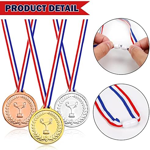 Pllieay 36 peças Medalhas de vencedores de 2 polegadas Medalha de prata e bronze Medalha para esportes, competições,