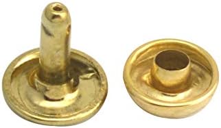 Wuuycoky Light Golden Double Cap cogumelo Rivet Metal Studs Cap 9mm e pacote de 10 mm de 200 conjuntos