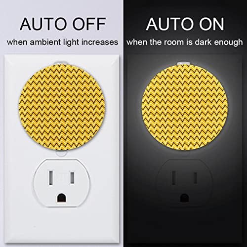 2 Pacote Plug-in Nightlight LED Night Light com Dusk-to-Dawn para o quarto de crianças, viveiro, cozinha, listra amarela