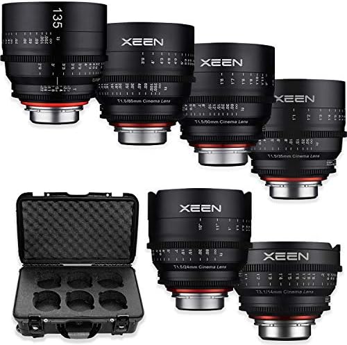 Pacote de lentes Cine do Cine de Rokinon, incluindo lentes Cine Cine de Xeen 14mm T3.1, Xeen 24mm, 35mm, 50mm, 85mm