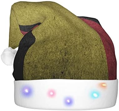 Bandeira da Bélgica Retro adultos engraçados luxuoso chapéu de Papai Noel Light up chapéu de natal para mulheres e homens chapéu de férias de natal