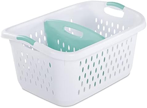 AOTK 2.2 Bushel dividiu a cesta de lavanderia plástica, branca, conjunto de 4