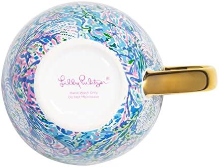 Lilly Pulitzer 12 onça de caneca de café em cerâmica ou xícara de chá, caneca fofa com alça de ouro e caixa de presente,