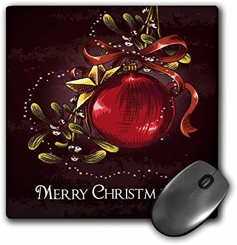3drose LLC 8 x 8 x 0,25 polegadas Mouse bloco, visco vintage e decoração de bola de Natal Saudação de férias de Natal