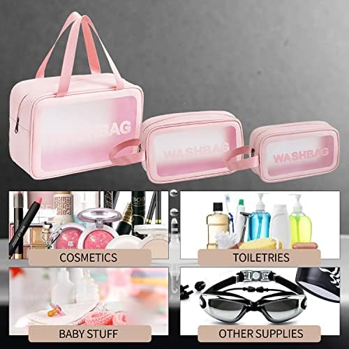 Bolsa de higieness transparentes, 3 PCs - Bolsa de cosméticos à prova d'água portátil, bolsa de transporte de maquiagem de maquiagem