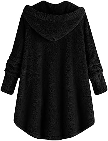 Topunder Womens plus size lã casacos de inverno com capuz, botão quente e moleto