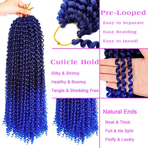 6pack paixão torção de cabelo ombre 18 polegadas onda de água Cabet Cabelo Kankelon Long Bohemian Synthetic Twist Crochet ombre Braiding Blue
