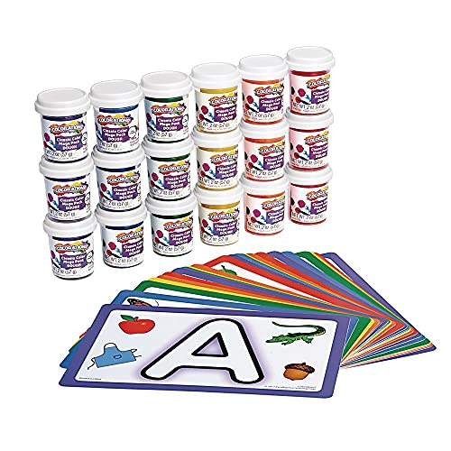 Corações Dough, 36 vasos, 6 cores e tapetes de modelagem ABC, vapor, prática de alfabetos, modelagem de alfabeto, massa para crianças, massa colorida, massa infantil, forma e aprender alfabeto, sensorial, cartas de prática