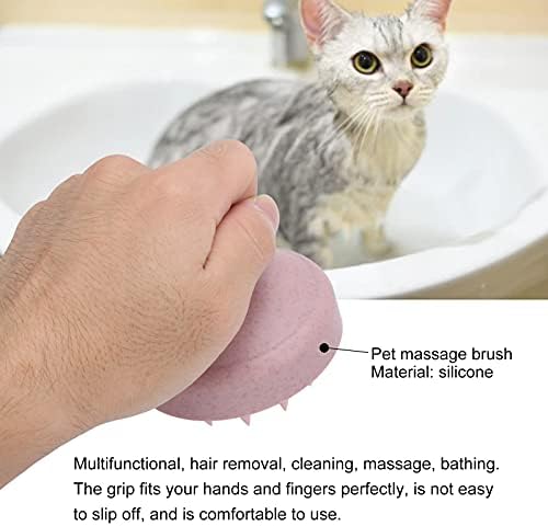 Pente de massagem de animais de estimação de Narote, escova de banho de estimação durável para animais de estimação lavável de silicone macio para limpeza para tomar banho para cuidar da massagem