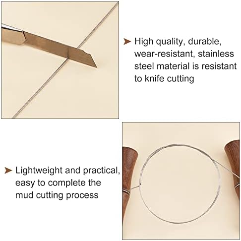 Cortador de argila de arame 2pcs 2pcs com alças de alavanca de madeira ferramentas de escultura com aço de fita torto
