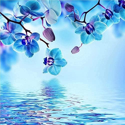 DIY 5D Diamond Painting By Number Kits Blue Flor para adultos e crianças Drill Full Drill Crystal Rhinestone Arts and Crafts
